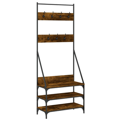 Clothes Rack Smoked Oak Engineered wood, Metal 28.3x13.4x72.4 in