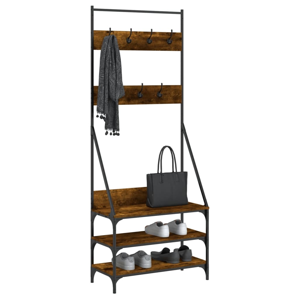Clothes Rack Smoked Oak Engineered wood, Metal 28.3x13.4x72.4 in