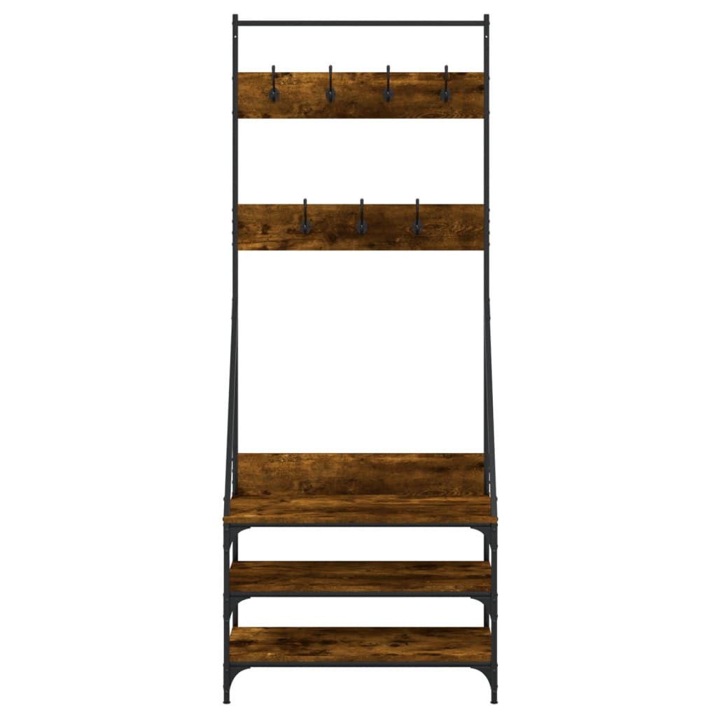 Clothes Rack Smoked Oak Engineered wood, Metal 28.3x13.4x72.4 in