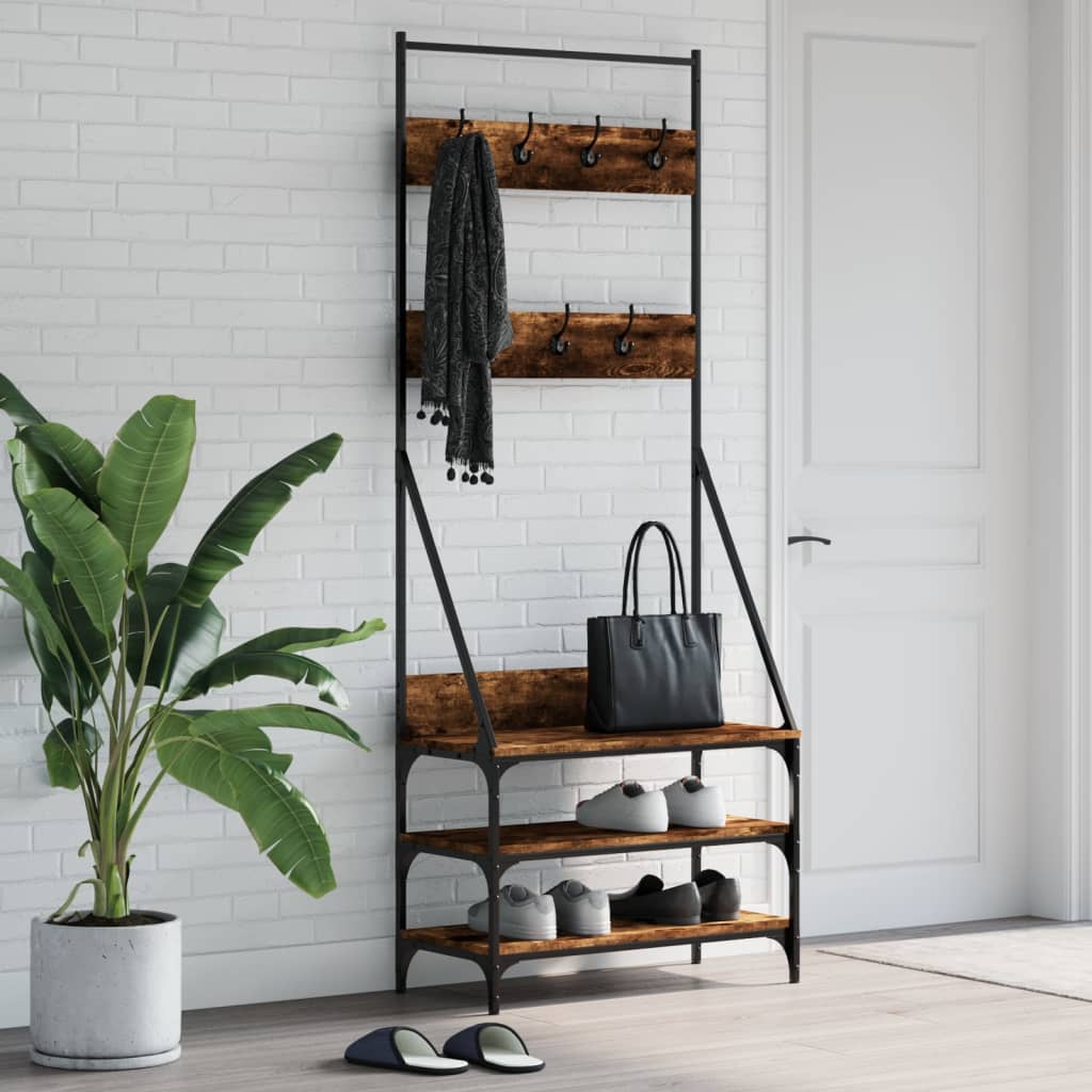 Clothes Rack Smoked Oak Engineered wood, Metal 28.3x13.4x72.4 in