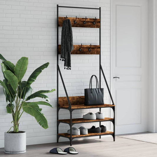 Clothes Rack Smoked Oak Engineered wood, Metal 28.3x13.4x72.4 in