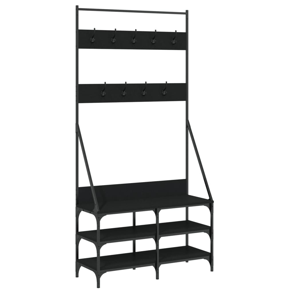 Clothes Rack Black Engineered wood, Metal 35.4x13.4x72.4 in