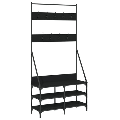 Clothes Rack Black Engineered wood, Metal 35.4x13.4x72.4 in