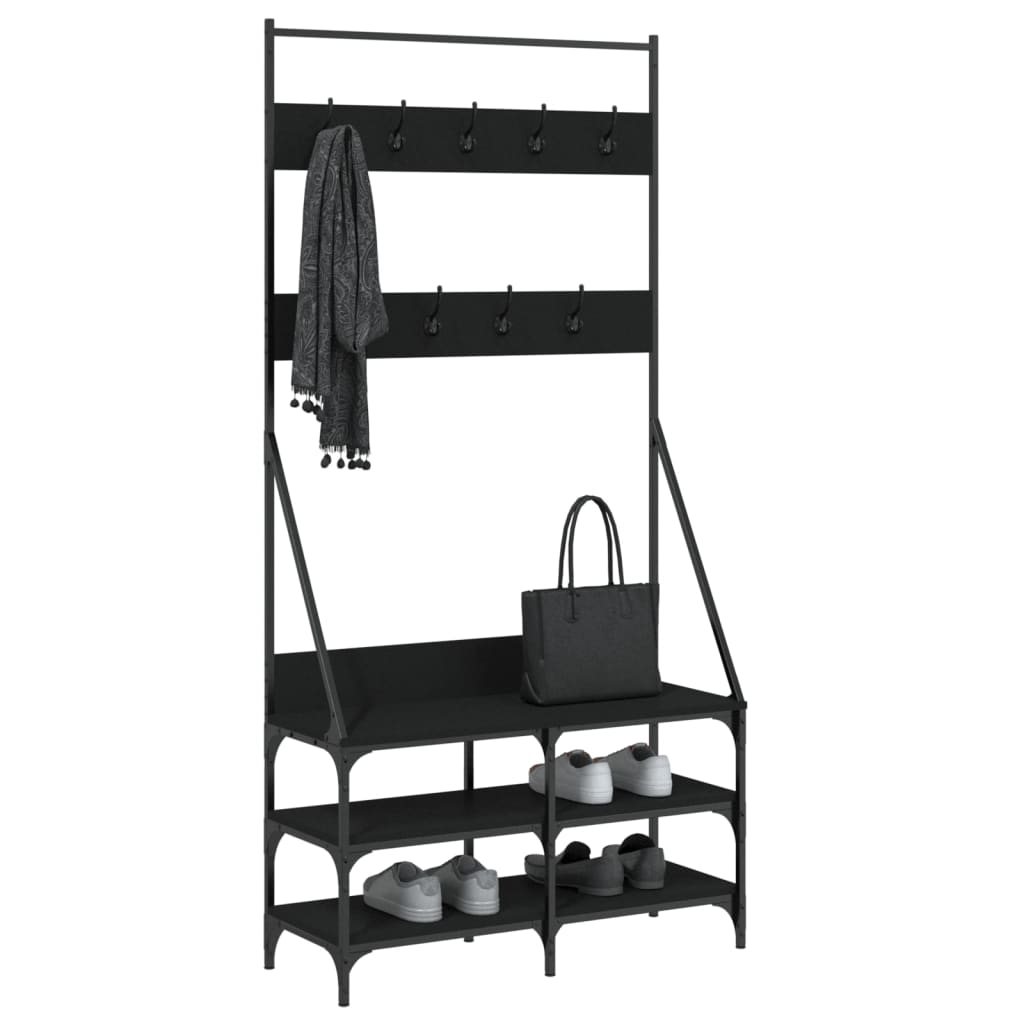Clothes Rack Black Engineered wood, Metal 35.4x13.4x72.4 in