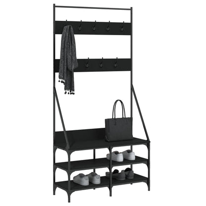 Clothes Rack Black Engineered wood, Metal 35.4x13.4x72.4 in