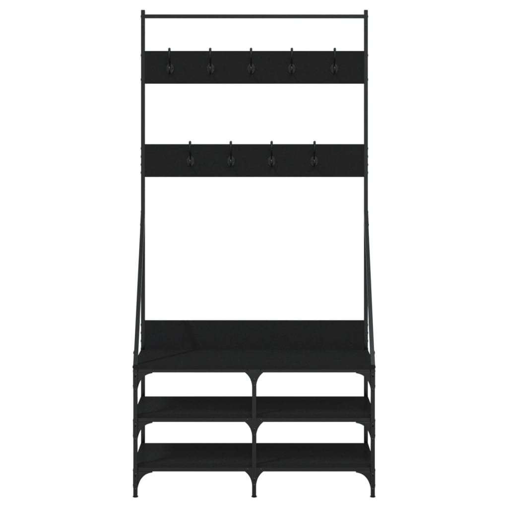 Clothes Rack Black Engineered wood, Metal 35.4x13.4x72.4 in
