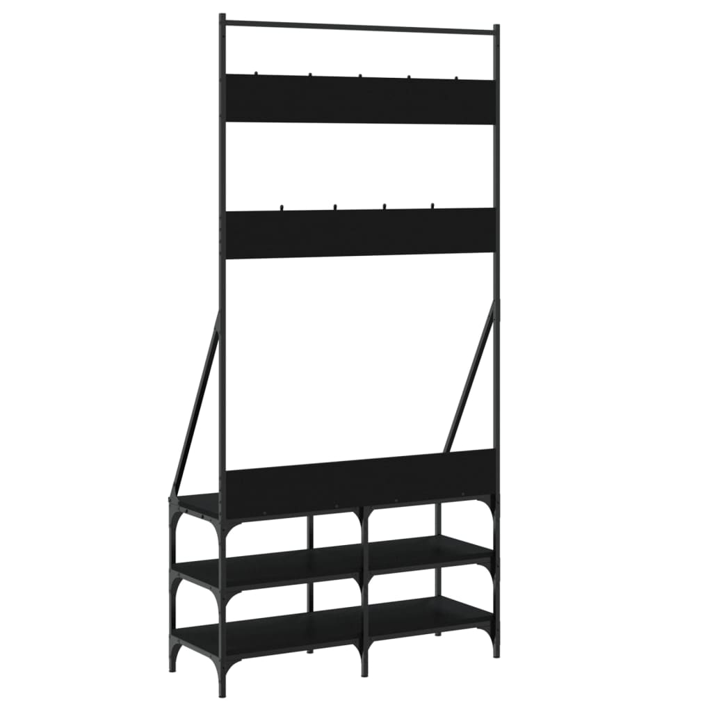 Clothes Rack Black Engineered wood, Metal 35.4x13.4x72.4 in