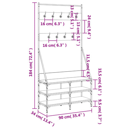 Clothes Rack Black Engineered wood, Metal 35.4x13.4x72.4 in