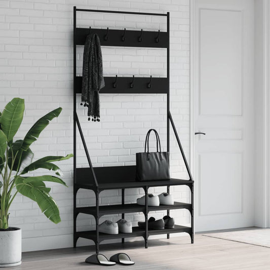 Clothes Rack Black Engineered wood, Metal 35.4x13.4x72.4 in