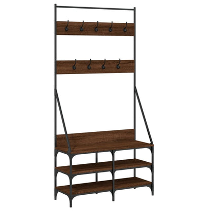 Clothes Rack Brown Oak Engineered Wood Medium Clothes Rack