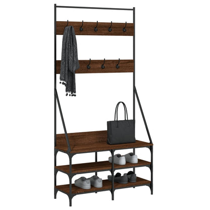 Clothes Rack Brown Oak Engineered Wood Medium Clothes Rack