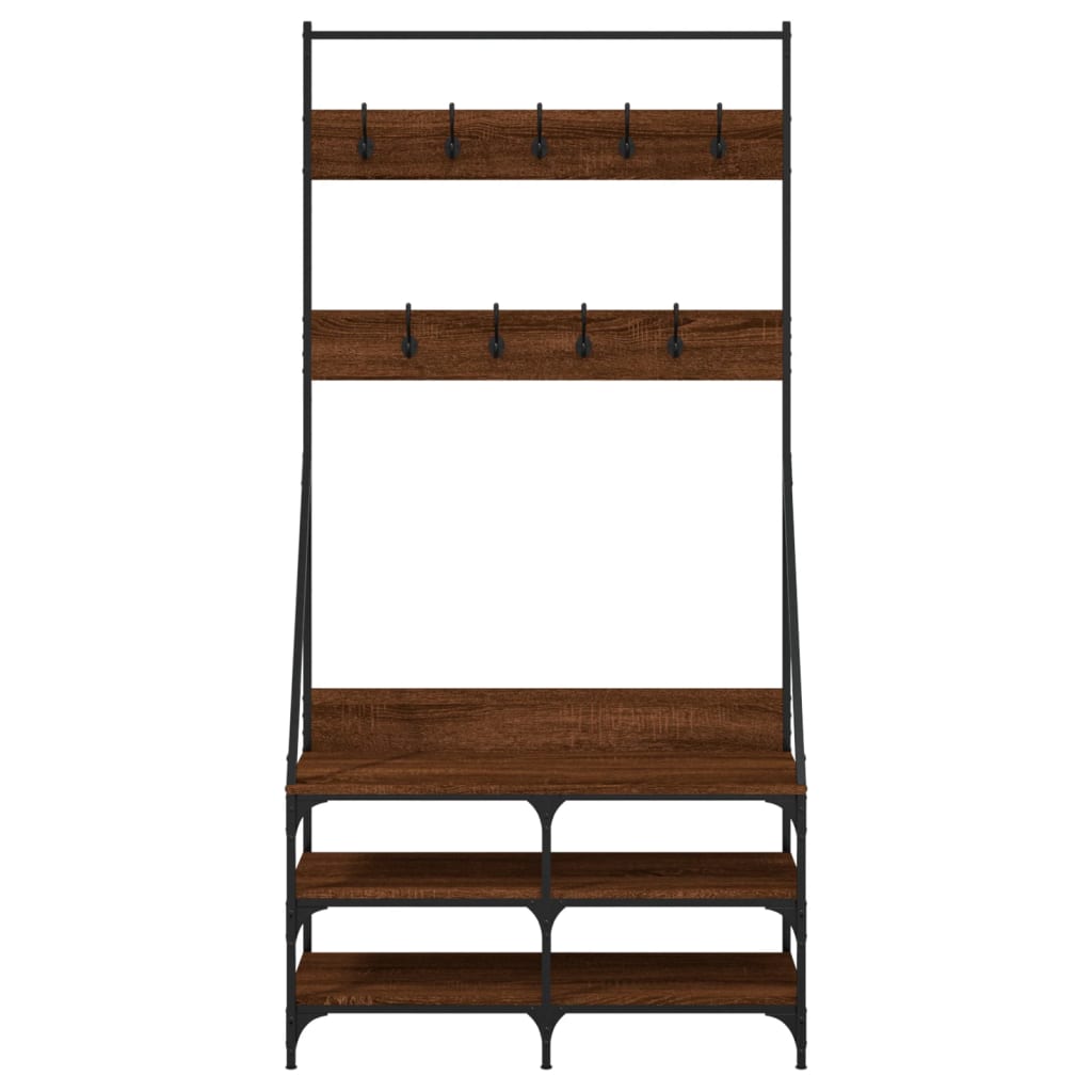 Clothes Rack Brown Oak Engineered Wood Medium Clothes Rack