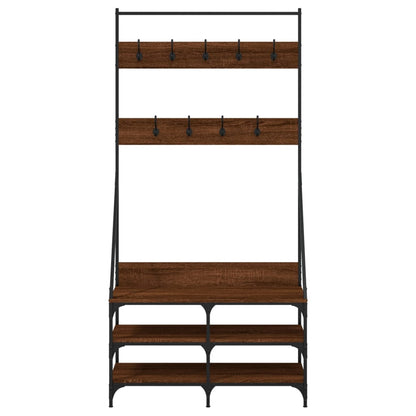 Clothes Rack Brown Oak Engineered Wood Medium Clothes Rack