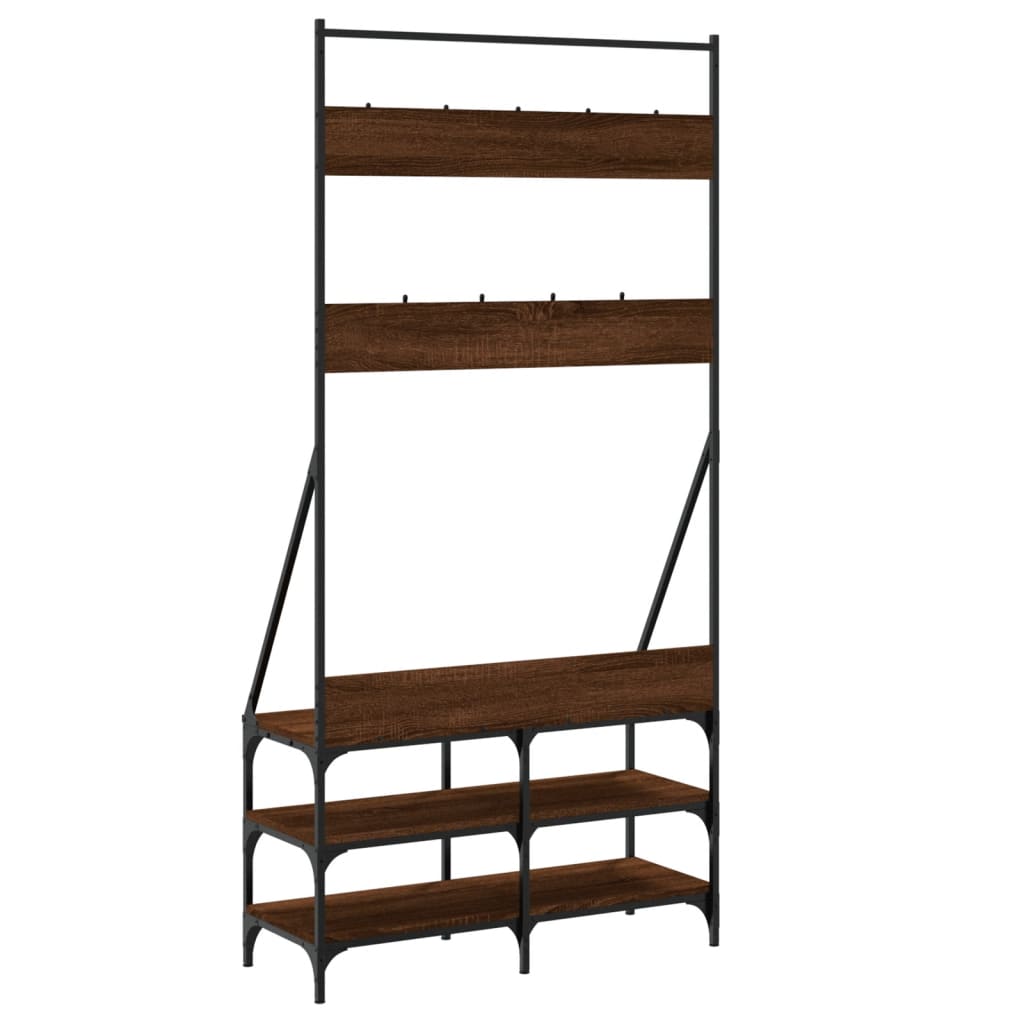 Clothes Rack Brown Oak Engineered Wood Medium Clothes Rack