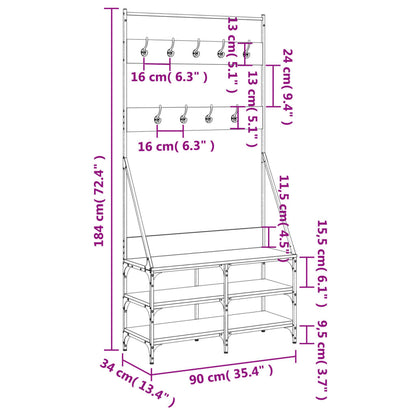 Clothes Rack Brown Oak Engineered Wood Medium Clothes Rack
