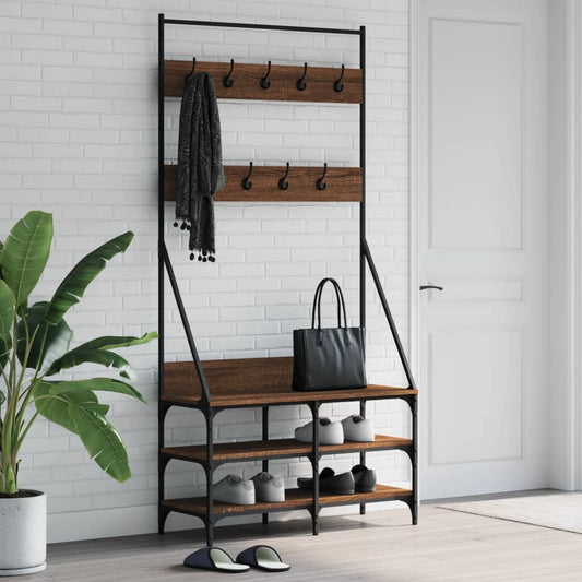 Clothes Rack Brown Oak Engineered Wood Medium Clothes Rack