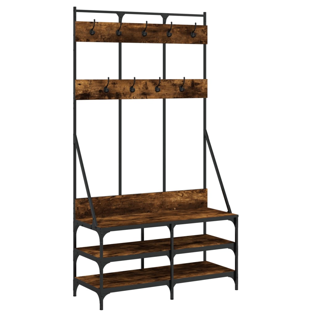 Clothes Rack with Shoe Storage Smoked Oak 39.4"x15.7"x72.4"