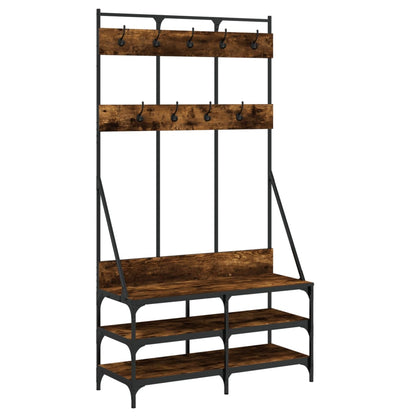 Clothes Rack with Shoe Storage Smoked Oak 39.4"x15.7"x72.4"