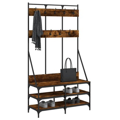 Clothes Rack with Shoe Storage Smoked Oak 39.4"x15.7"x72.4"
