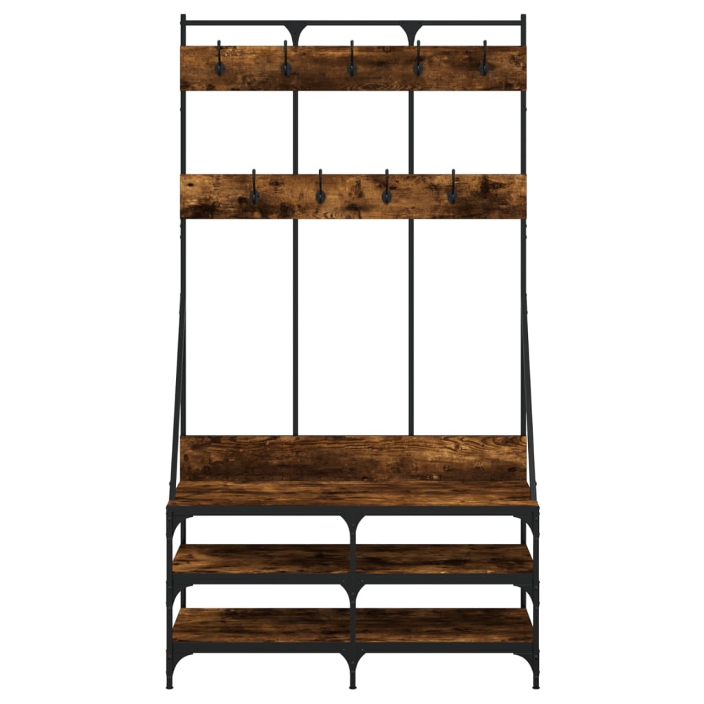 Clothes Rack with Shoe Storage Smoked Oak 39.4"x15.7"x72.4"