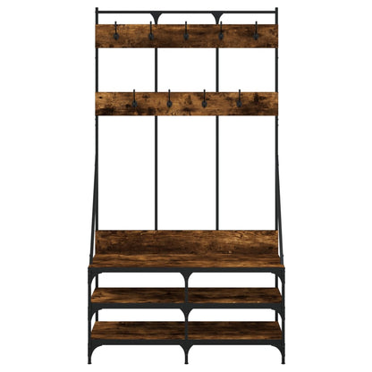 Clothes Rack with Shoe Storage Smoked Oak 39.4"x15.7"x72.4"