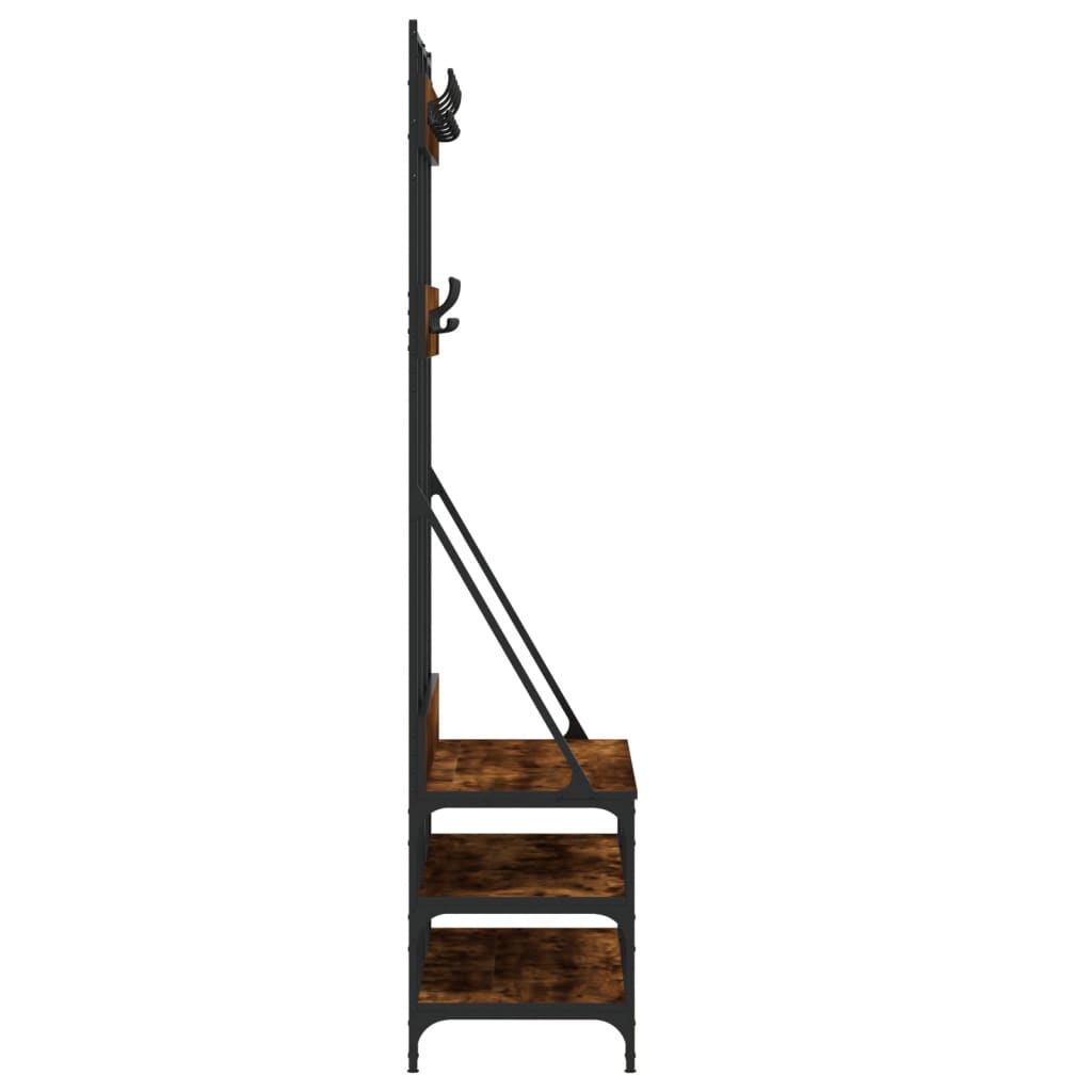 Clothes Rack with Shoe Storage Smoked Oak 39.4"x15.7"x72.4"