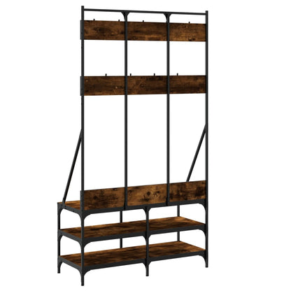 Clothes Rack with Shoe Storage Smoked Oak 39.4"x15.7"x72.4"