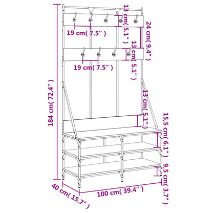 Clothes Rack with Shoe Storage Smoked Oak 39.4"x15.7"x72.4"