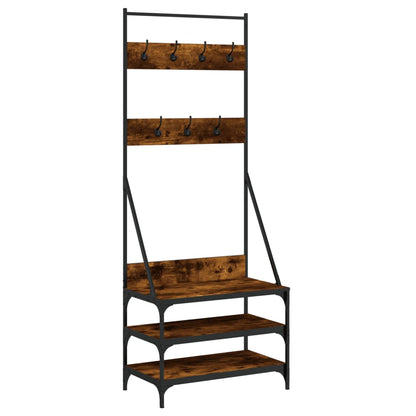 Clothes Rack Smoked Oak Engineered wood, Metal 27.6x15.7x72.4 in