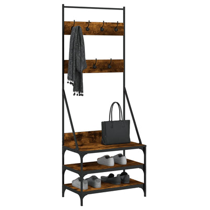 Clothes Rack Smoked Oak Engineered wood, Metal 27.6x15.7x72.4 in