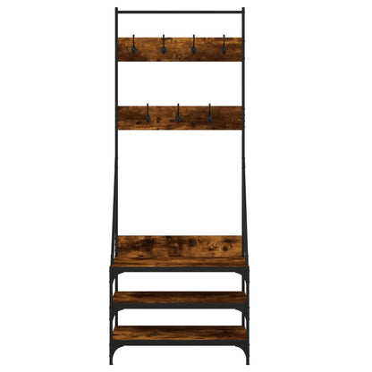Clothes Rack Smoked Oak Engineered wood, Metal 27.6x15.7x72.4 in