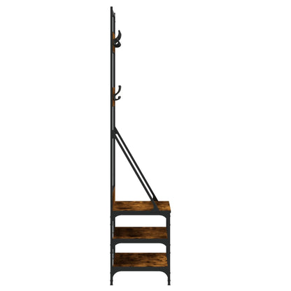 Clothes Rack Smoked Oak Engineered wood, Metal 27.6x15.7x72.4 in
