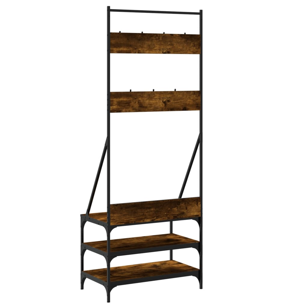 Clothes Rack Smoked Oak Engineered wood, Metal 27.6x15.7x72.4 in