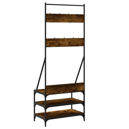 Clothes Rack Smoked Oak Engineered wood, Metal 27.6x15.7x72.4 in