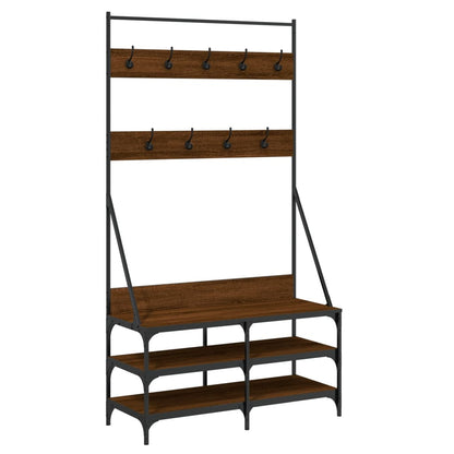 Clothes Rack Brown Oak Engineered wood, Metal Compact