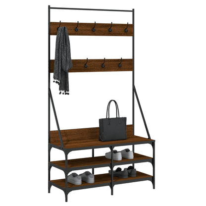 Clothes Rack Brown Oak Engineered wood, Metal Compact