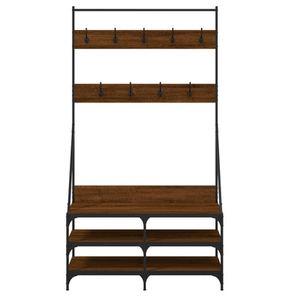 Clothes Rack Brown Oak Engineered wood, Metal Compact