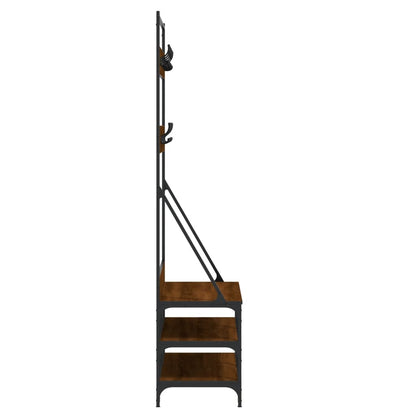 Clothes Rack Brown Oak Engineered wood, Metal Compact