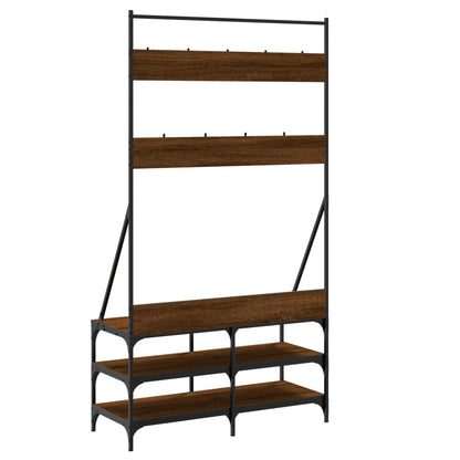 Clothes Rack Brown Oak Engineered wood, Metal Compact