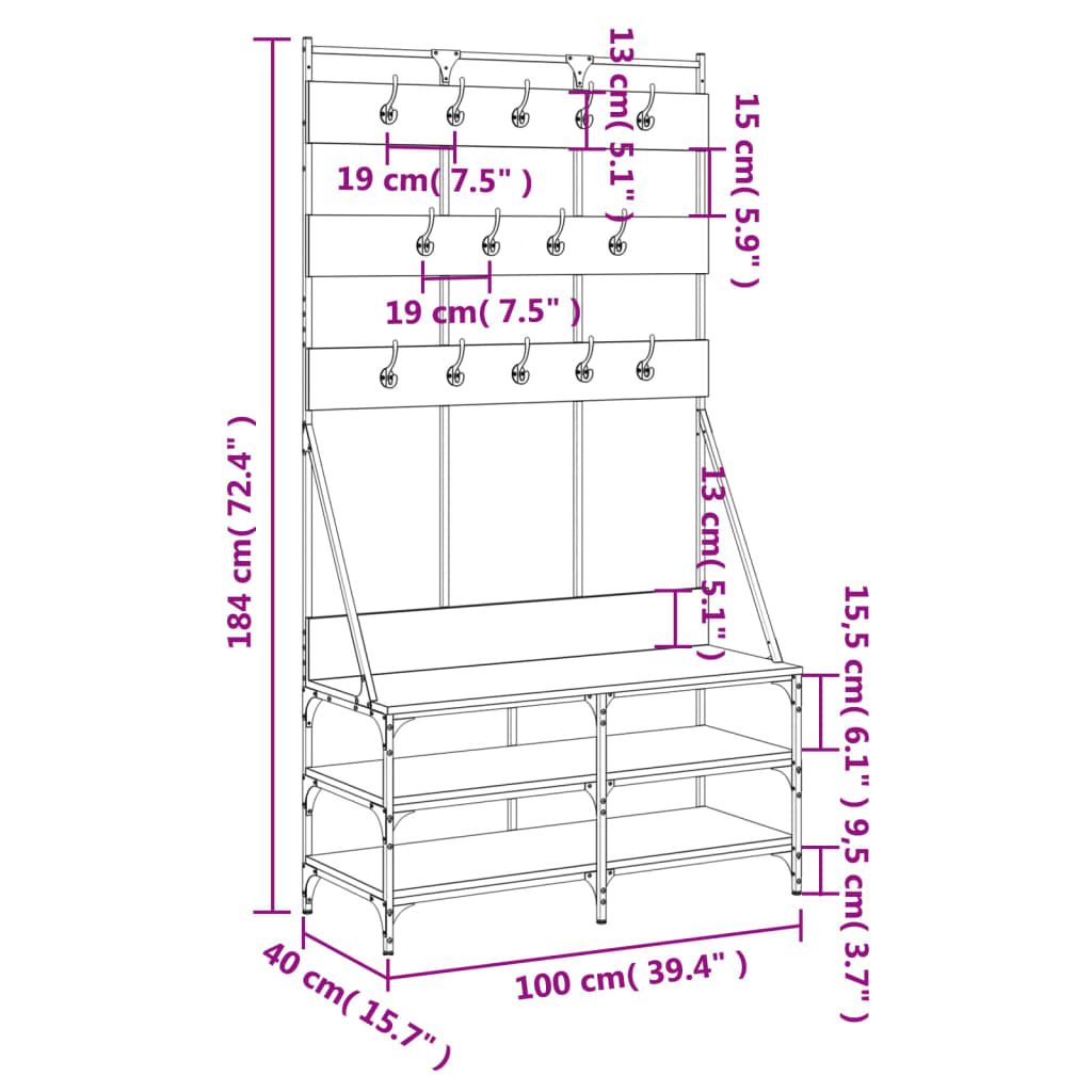 Clothes Rack Grey Sonoma Engineered wood Compact Clothes Rack