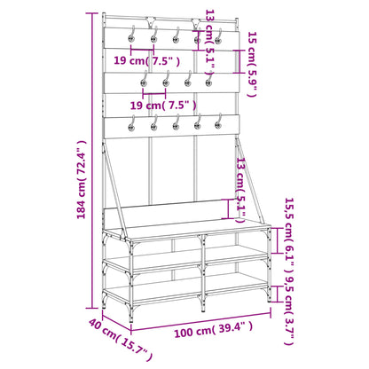 Clothes Rack with Shoe Storage Brown Oak 39.4"x15.7"x72.4"