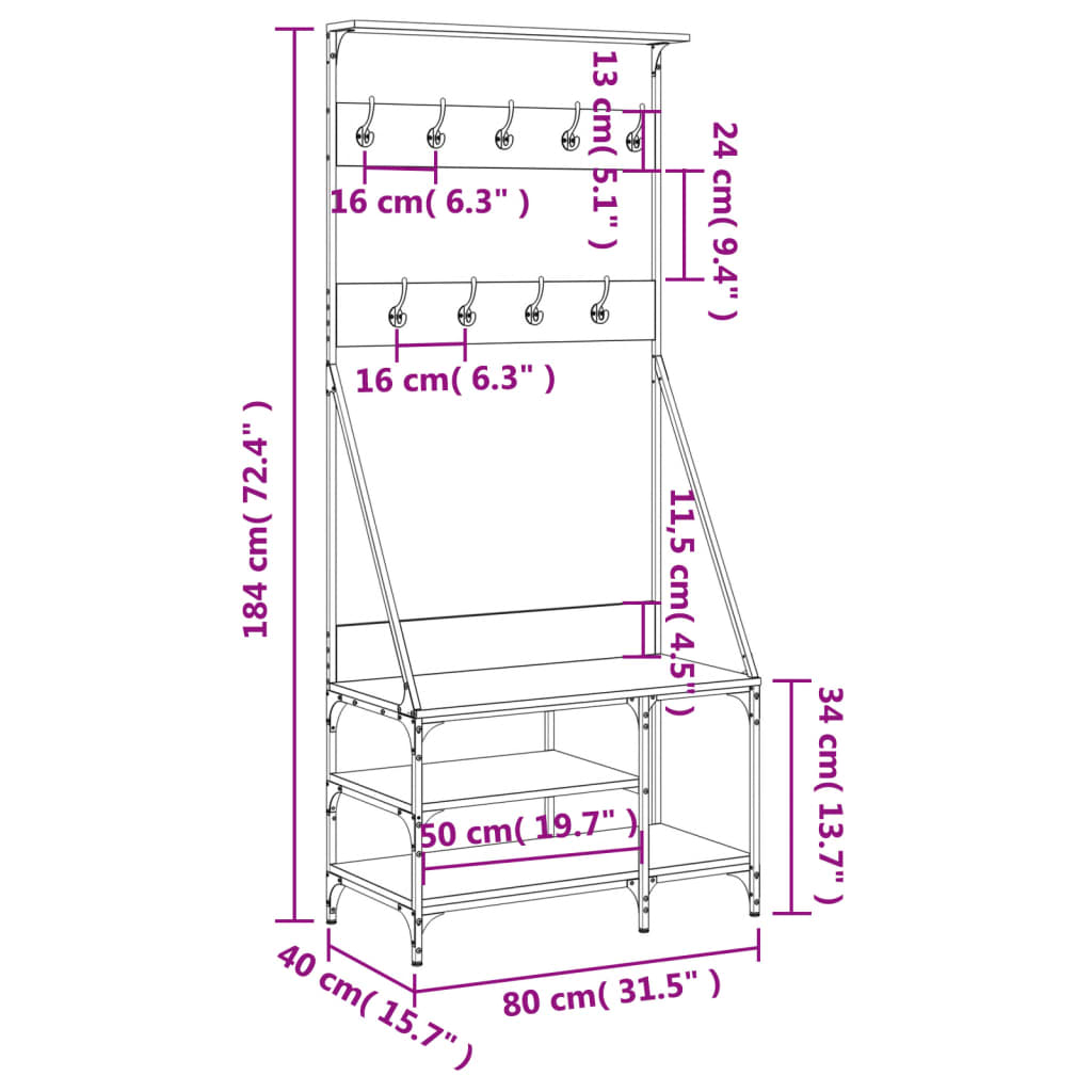 Clothes Rack Grey Sonoma Engineered wood, metal Compact