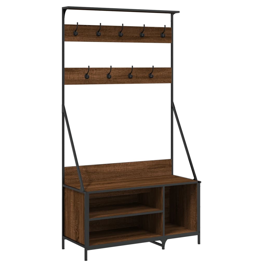 Clothes Rack with Shoe Storage Brown Oak 39.4"x16.1"x72.4"