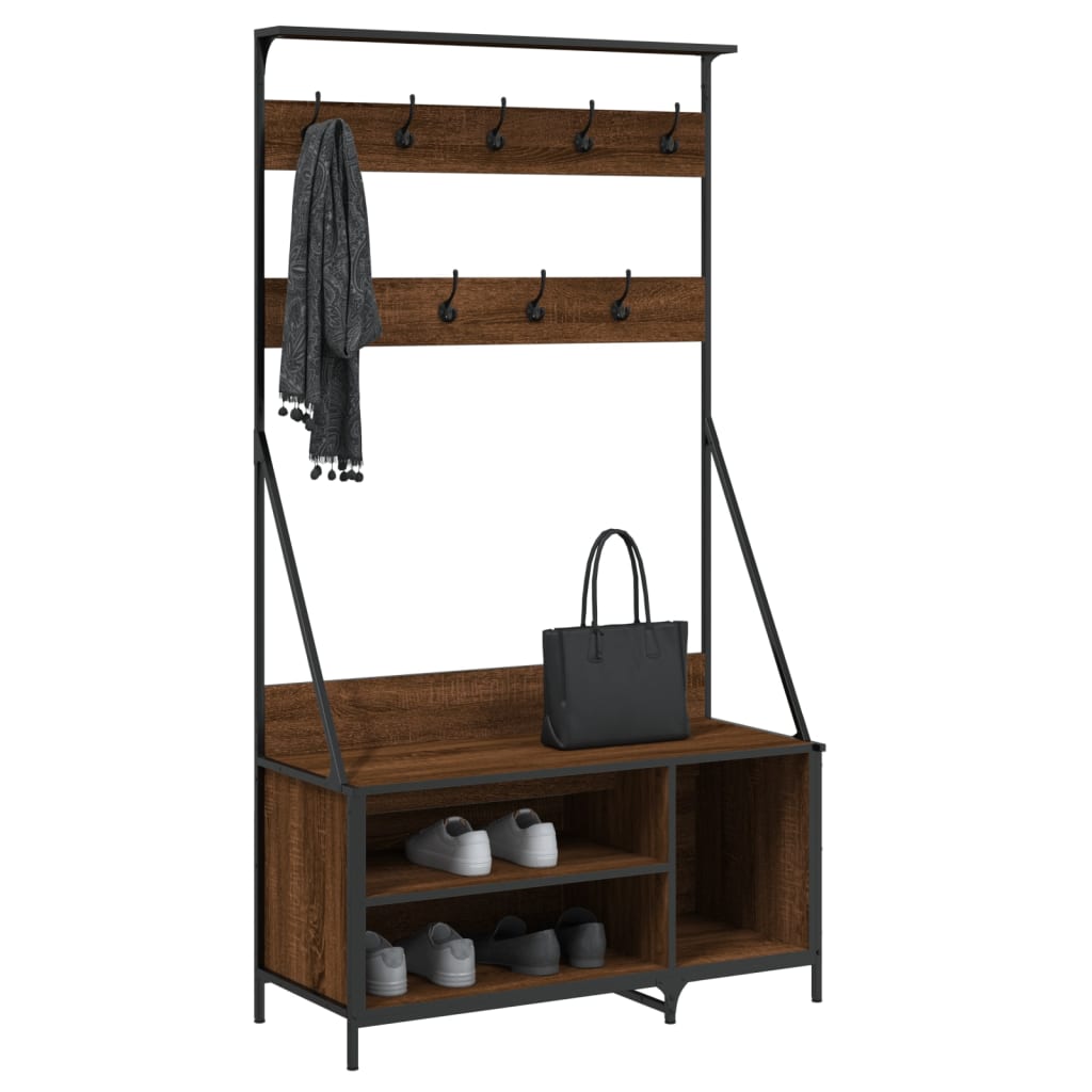 Clothes Rack with Shoe Storage Brown Oak 39.4"x16.1"x72.4"