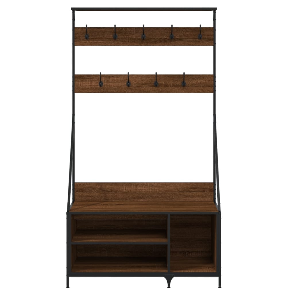 Clothes Rack with Shoe Storage Brown Oak 39.4"x16.1"x72.4"