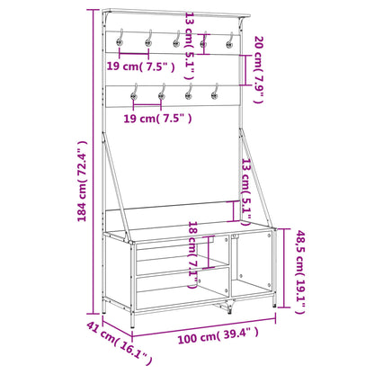Clothes Rack with Shoe Storage Brown Oak 39.4"x16.1"x72.4"