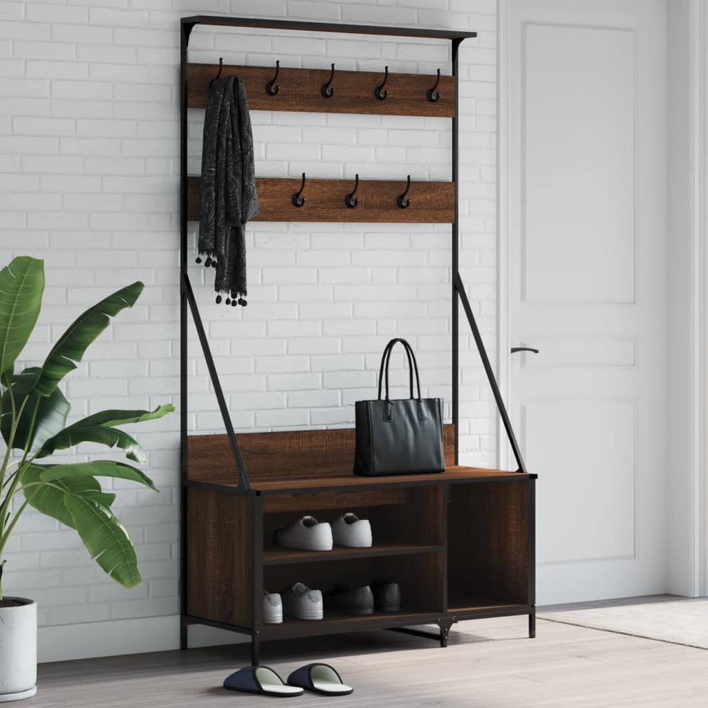 Clothes Rack with Shoe Storage Brown Oak 39.4"x16.1"x72.4"