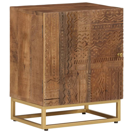 Bedside Cabinet Natural Mango Wood Solid Mango Wood and Iron Medium
