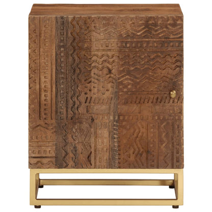 Bedside Cabinet Natural Mango Wood Solid Mango Wood and Iron Medium