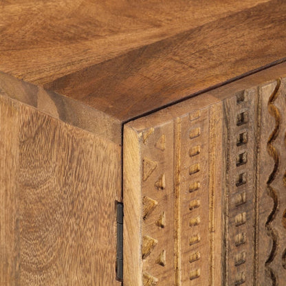 Bedside Cabinet Natural Mango Wood Solid Mango Wood and Iron Medium